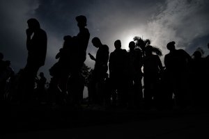 Fans line up to enter the Hiram Bithorn Stadium prior to the game between Cleveland Indians and Minnesota Twins on April 18, 2018, in San Juan, Puerto Rico.  (Credit: Ricardo Arduengo / Getty Images)