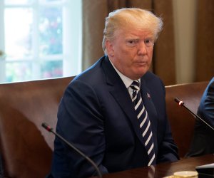 President Donald Trump speaks to the media during a meeting with President Emmanuel Macron of France April 24, 2018 at the White House. (Credit: Chris Kleponis-Pool/Getty Images)