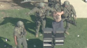 A man is taken into custody after a standoff with sheriff's deputies in Hacienda Heights on April 24, 2018. (Credit: KTLA)