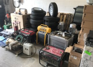 Some of the equipment allegedly stolen by the suspects is shown in a photo released by the Fontana Police Department on April 4, 2018.