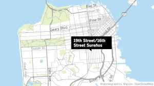 A map showing two San Francisco area gangs is shown in a Los Angeles Times map.