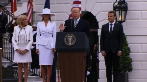 President Trump is hosting French President Emmanuel Macron and his wife as its first state dinner guests. The two leaders get to business on Tuesday following a military welcome on the South Lawn. (Credit: CNN)
