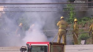 The Los Angeles Fire Department responds to an incident in Studio City on April 14, 2018. (Credit: KTLA)