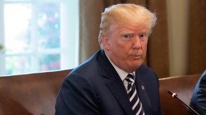 President Donald Trump speaks to the media during a meeting with President Emmanuel Macron of France April 24, 2018 at the White House. (Credit: Chris Kleponis-Pool/Getty Images)