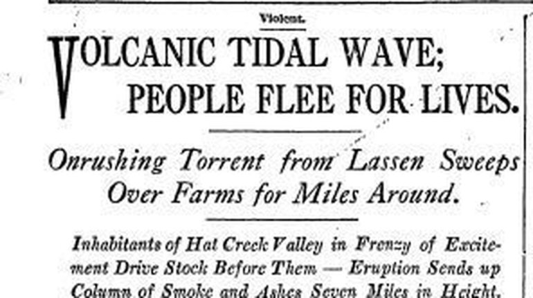 A Los Angeles Times story on the volcano eruption from 1915. (Credit: Los Angeles Times)