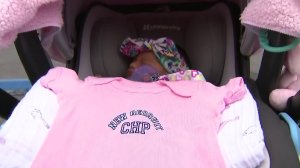 Mia Ariyah Lopez is seen in a stroller on May 18, 2018. (Credit: KTLA)