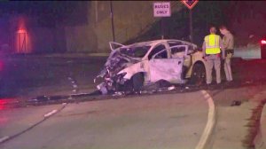 Authorities respond to a fatal crash in Hollywood on May 7, 2018. (Credit: KTLA)