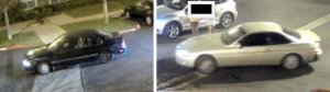 Two vehicles used by suspects in violent robberies in an El Segundo hotel parking lot are seen in images released by El Segundo police on May 10, 2018.