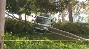 A vehicle that struck a family of four, killing one, in Irvine is seen on May 17, 2018. (Credit: KTLA)