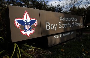 A sign for the National Office outside the Boy Scouts of America Headquarters on February 4, 2013 in Irving, Texas. (Credit: Tom Pennington/Getty Images)