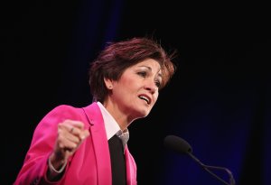 Kim Reynolds speaks to guests at the Iowa Freedom Summit on Jan. 24, 2015 in Des Moines, Iowa. (Credit: Scott Olson/Getty Images)