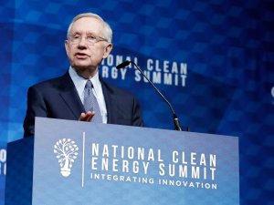 Former U.S. Senator Harry Reid speaks during the National Clean Energy Summit 9.0 on Oct. 13, 2017 in Las Vegas. (Credit: Isaac Brekken/Getty Images for National Clean Energy Summit)