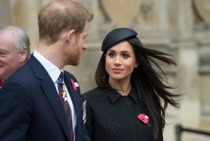 Meghan Markle and Prince Harry attend an Anzac Day service at Westminster Abbey on April 25, 2018 in London, England. (Credit: Eddie Mulholland - WPA Pool/Getty Images)