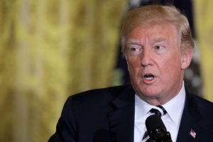 U.S. President Donald Trump delivers brief remarks during the award ceremony for National Teacher of the Year Mandy Manning in the East Room at the White House May 2, 2018 in Washington, DC. (Credit: Chip Somodevilla/Getty Images)