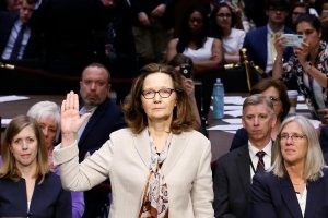 Gina Haspel is sworn-in before testifying to the Senate Intelligence Committee on her nomination to be the next CIA director in the Hart Senate Office Building on Capitol Hill on May 9, 2018. (Credit: Alex Brandon/AFP/Getty Images)