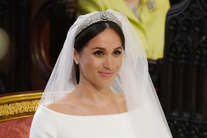 Meghan Markle stands at the altar during her wedding in St George's Chapel at Windsor Castle on May 19, 2018 in Windsor, England. (Credit: Jonathan Brady - WPA Pool/Getty Images)