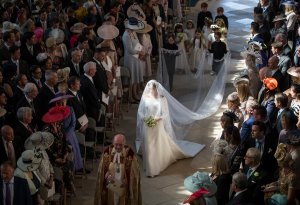 Meghan Markle walks down the aisle at the start of her wedding to Prince Harry in St George's Chapel at Windsor Castle on May 19, 2018 in Windsor, England. (Credit: Danny Lawson - WPA Pool/Getty Images)