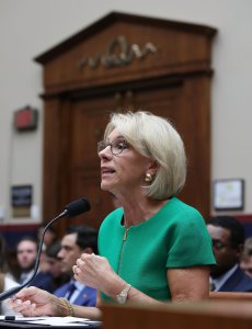 Education Secretary Betsy DeVos testifies during a House Education and the Workforce Committee hearing on Capitol Hill, May 22, 2018, in Washington, D.C. (Credit: Mark Wilson/Getty Images)
