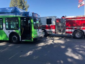 A pedestrian was in critical condition after being struck by an Omnibus in Fontana on May 7, 2018. (Credit: Fontana Police Department)