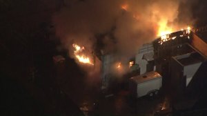 Sky5 was also over the blaze on May 22, 2018. (Credit: KTLA)