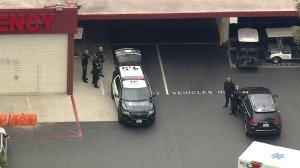 Officers responded to a call of a possibly armed man at Orange County Global Medical Center in Santa Ana on May 15, 2018. (Credit: KTLA) 