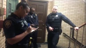 Yale University police respond to a call about a student sleeping in a dorm's common room on May 8, 2018. (Credit: Lolade Siyonbola via CNN)