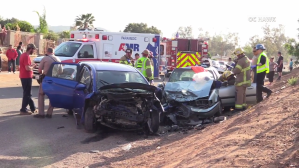 Paramedics respond to the scene where two young boys were killed after the car they were in was hit by another vehicle involved in a street race in Mead Valley on May 15, 2018. (Credit: OC Hawk)