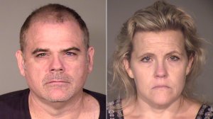 David Hooper, left, and Elizabeth Hooper are seen in booking photos released by the Ventura County Sheriff's Department on May 1, 2018.