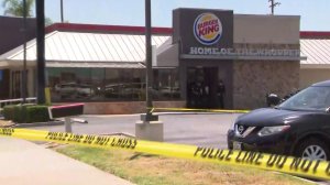 Police tape blocks off a Burger King in Burbank on June 19, 2018. (Credit: KTLA)