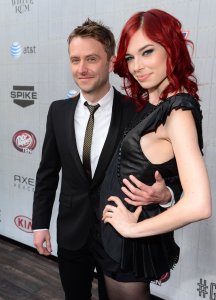 TV personality Chris Hardwick, left, and actress Chloe Dykstra attends Spike TV's "Guys Choice 2014" at Sony Pictures Studios on June 7, 2014, in Culver City, California. (Credit: Frazer Harrison/Getty Images for Spike TV)