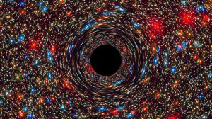 A black hole rendering is seen. (Credit: NASA/ESA/D. Coe., J. Anderson, and R. Van Der Marel (STSCI))
