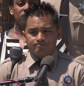 L.A County Sheriff's Deputy Nelvin Castro speaks at a news conference on July 26, 2018, about his role in saving a baby girl in Carson just days earlier. (Credit: KTLA)