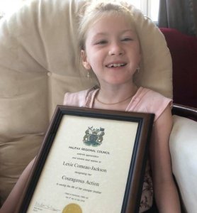 Lexie Comeau-Drisdelle helped save her baby brother from drowning, earning her hero status in her hometown of Halifax, Nova Scotia. (Credit: Kelly Jackson via CNN)