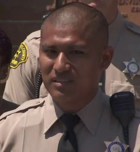 L.A County Sheriff's Deputy Omar Sanchez appears at a July 26, 2018 news conference to speak about how he helped save a baby girl in Carson just days earlier. (Credit: KTLA)