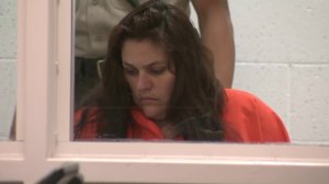 Heather Maxine Barron is seen in an Antelope Valley courtroom on July 2, 2018. (Credit: KTLA)