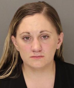 Samantha Jones is seen in a booking photo released by the Bucks County District Attorney's Office.