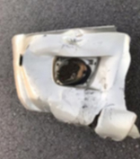 A portion of the bumper believed to belong to a vehicle involved in a deadly Torrance hit-and-run is seen in this image provided by the Police Department.