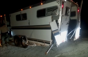 The Riverside County Department of Animal Services released this image of a trailer involved in a crash in the Cabazon area on Sept. 8, 2018. 