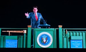 Ronald Reagan is recreated via Hologram technology during a media preview on Oct. 10, 2018, at the Ronald Reagan Presidential Library in Simi Valley. (Credit: Frederic J. Brown / AFP / Getty Images)