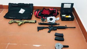 The FBI provided this image of weapons the agency said were seized during a gang member's arrest on Oct. 30, 2018. 