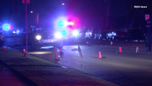 Police respond to a hit-and-run crash in San Gabriel on Oct. 26, 2018. (Credit: RMG News)