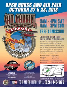 San Gabriel Valley Airport 2018 Air Fair and Open House flier.