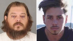 Left: James Fortney is seen in a booking photo released Nov. 30, 2017, by the Riverside County Sheriff’s Department. Right: Kevin Rodriguez is seen in a photo posted to a GoFundMe page.