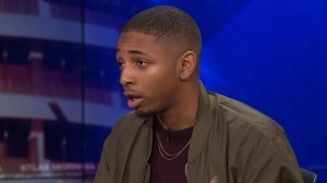 Rapper and actor Kaalan R. Walker speaks about his role in "SuperFly" during an appearance on the KTLA 5 Morning News in June 2018. (Credit: KTLA)