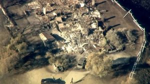 Human remains were discovered on a property in Agoura Hills amid the destruction of the Woolsey Fire on Nov. 14, 2018. (Credit: KTLA) 