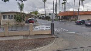 The Capris Mobile Estates, 16860 Slover Ave. in Fontana, as pictured in a Google Street View image in March of 2018.