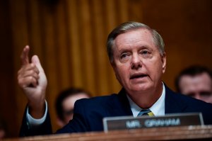 Senate Judiciary Committee member Senator Lindsey Graham (R-SC) speaks during a markup hearing on Capitol Hill in Washington, DC on September 28, 2018. (Credit: BRENDAN SMIALOWSKI/AFP/Getty Images)