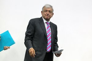 Mexico's incoming leftist president Andres Manuel Lopez Obrador gestures before a press conference in Mexico City on October 29, 2018. (Credit: Ulises Ruiz/AFP/Getty Images)