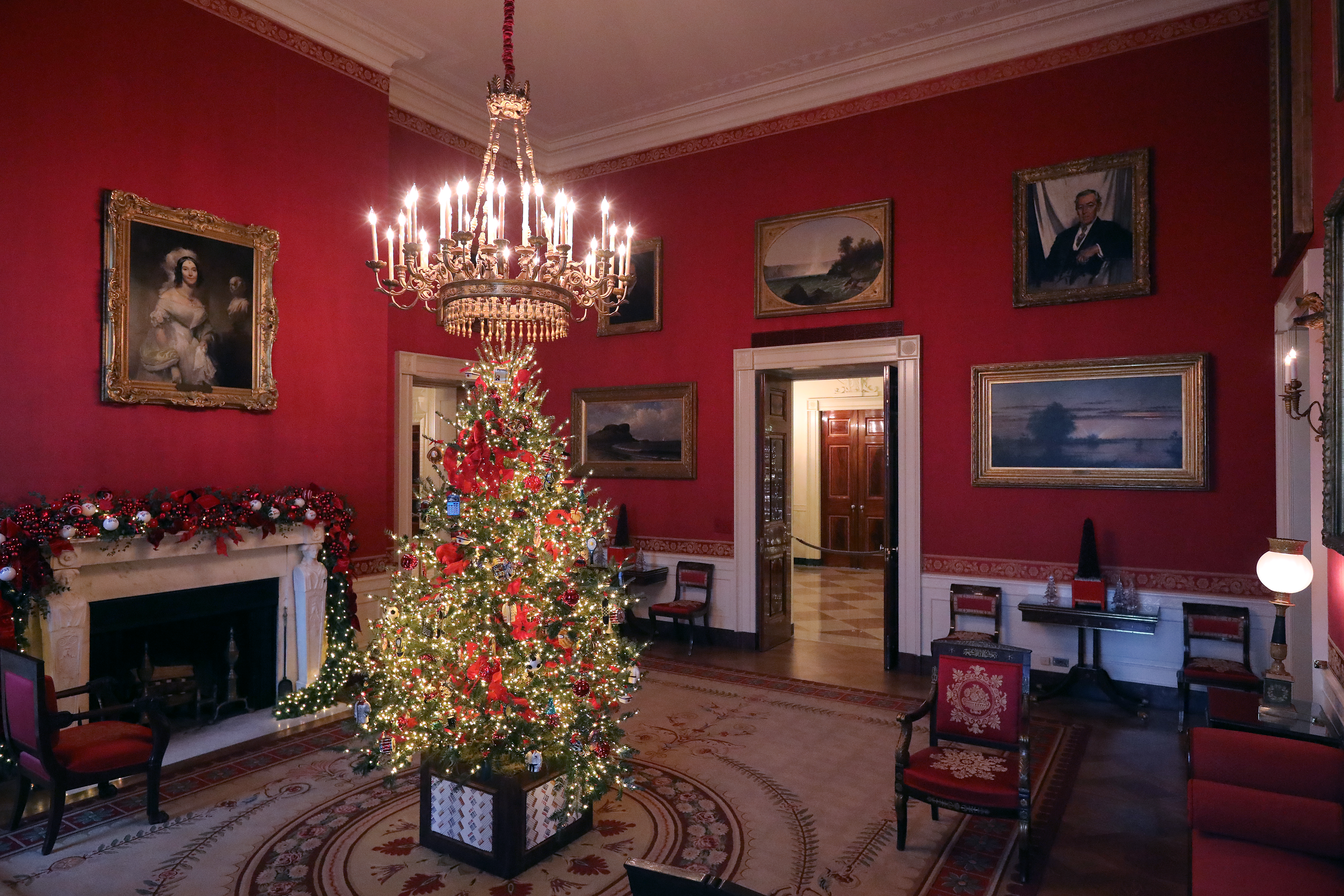 Carrying first lady Melania Trump's 'Be Best' initiative, the Red Room is decorated to 'celebrate children through the décor, which displays ways in which children can excel in their own path' at the White House November 26, 2018 in Washington, DC. (Credit: Chip Somodevilla/Getty Images)