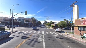 The intersection of Virgil Avenue and 1st Street in Westlake, as pictured in a Google Street View image in March of 2018.